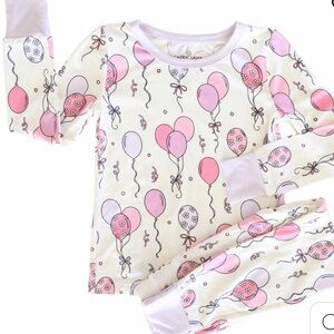 Caden Lane Balloon Dreams Pajama Set - Pink and Cream